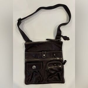 Roots Brown Leather Cross-Body Villager Bag